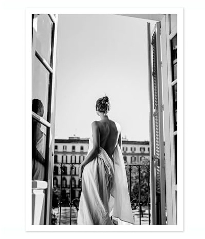 A Modern Maiden Poster Black & White Vintage Photography Print Minimalist Modern Interior Decoration, Archival Matte, A1 (Print Only) - 84.1x59.4cm