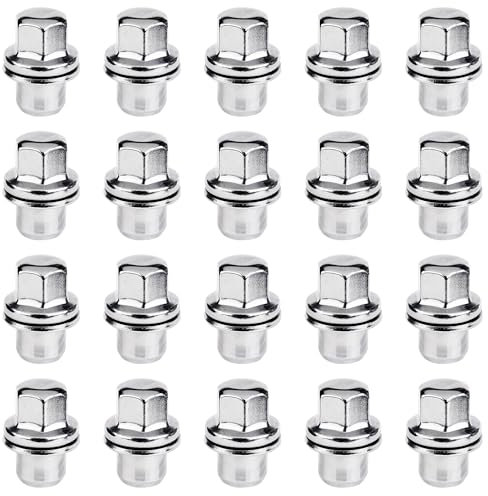 Bohaner 20Pcs M14x1.5 Wheel Nuts 22mm Hex Alloy Wheel Nuts Chrome Closed End M14x1.5 Lug Nuts with Floating Captive Washers LR068126 RRD500290 for Range Rover Sport Discovery 3&4 Range Rover L322