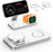 Keepro 3 in 1 Wireless Charging Station for iPhone Magnetic Portable, Fast Wireless Charger Stand for iPhone 16/15/14/13/12, AirPods Pro 3 2 Apple Watch (Adapter Included)-White