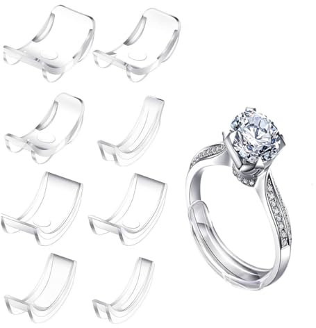 8 Pack Ring Size Adjuster,8 Sizes Silicone Transparent Clear Ring Size Adjuster,Invisible Ring Size Adjuster for Loose Rings, Ring Sizer for Men and Women Various Sizes