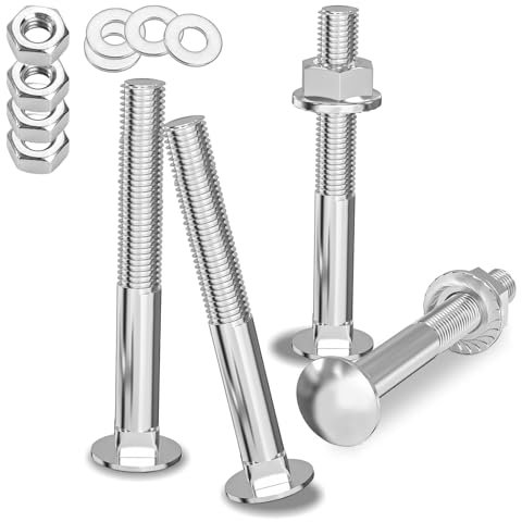 25 Stück Schlossschrauben, Torbandschrauben M8 x 60, Flachrundkopfschrauben mit Sechskantflanschmuttern und Unterlegscheiben