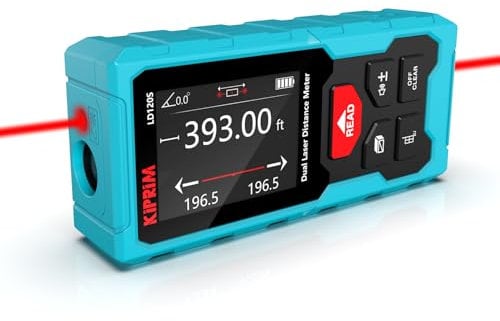 Kiprim 120m Bilaterale Laser Entfernungsmesser Elektronische Wasserwaage, Präzise Messungen und Pythagoras-Funktion – Ideal für BAU, Heimwerken und Renovierung LD120S