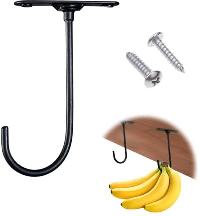 HJYDGJ 6 ganchos para plátanos, giratorios 360°, de metal, ganchos para utensilios de cocina, ganchos debajo del armario, utensilios de cocina, organizador de plátanos, soporte para plátanos