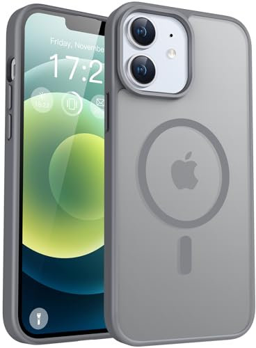 PuyaTeya für iPhone 12/12 pro Hülle, mit Magnetisch, Militärschutz Transluzent matt stoßfest Anti-Kratzen/Anti-Fingerprint/Anti-Glatte Handyhülle für iPhone 12/12 pro (Grau)