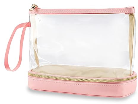 Aucuu Neceser de Aseo Transparente, Bolsas Portátil de Maquillaje de PVC, Bolsa Transparentes para avión, Cosmético Organizador Mujer Impermeables para Viajes, Almacenamiento, Baño