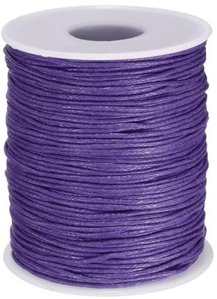 sourcing map Waxed Cotton Cord 1mm 100 Yards Purple Wax String Beading Thread Round Smooth for Bracelet Necklace Beads DIY Crafts Jewelry Making Macrame Supply