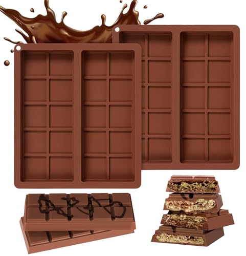 NOLACE Lot de 2 Moules Chocolat Dubai, Moule Silicone Tablette | Profond, Pistache et Knafeh, Sans BPA, Démoulage Facile