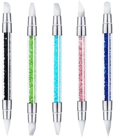 5pack Pennello Silicone Unghie – Pennelli Unghie Gel 3d,testa Manicure Intaglio Penna,Spazzole Per Unghi e Con Strass, Modellazione Di Precisione E Design 3D Per nail art Acrilico E Gel