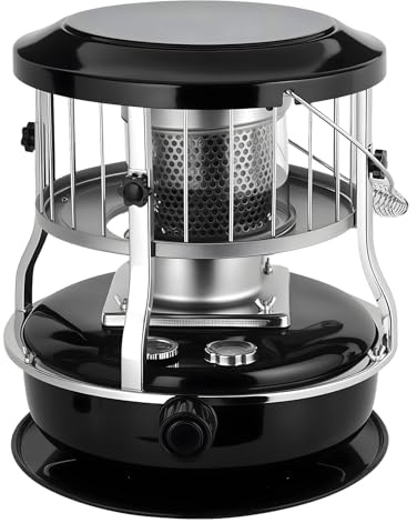 2-in-1 Portable Kerosene Heater Stove, Indoor Outdoor Radiant Heating Cooker with 9000BTU & 4.5L Tank, Stainless Steel Camping Heater for Emergency Tent Cooking, Ice Fishing, Power Outage Black
