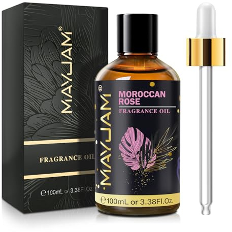 MAYJAM Aceite Perfumado de Rosa Marroquí Para Difusores 100ML | Aceite con Fragancia Para Aromaterapia de Aceites Esenciales, Quemador, DIY