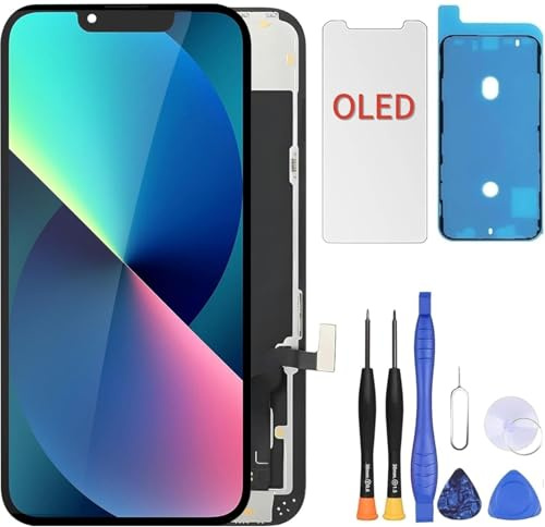 ZOETEC Soft OLED Screen Replacement For iPhone 13 (NOT LCD) 6.1'' Full HD Display COF Touch Screen Digitizer Frame Assembly with Repair Tool Kits, Waterproof Adhesive, Tempered Glass