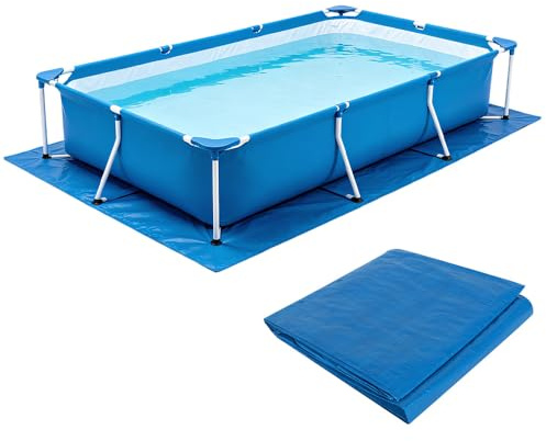 Tapis de Sol pour Piscine, 445 x 254cm Tapis de Piscine Rectangulaire Bleu Pliable Imperméable, Hors Terre Tapiss de Protection pour Piscines Gonflables, Protecteur De Sol Piscines pour Rectangulaire