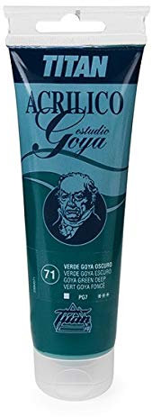 Colores Verdes Acrílicos Goya Estudio Titan - Tubo 125 mL, 71-Verde Goya Oscuro