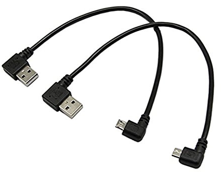 CERRXIAN 9inch Micro Câble USB Combo gauche et à angle droit Micro USB 5 broches mâle vers USB 2.0 Type A gauche Angle Homme Sync et câble de charge (1 paire)