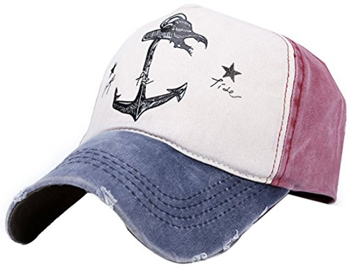 Belsen Damen Vintage Anker Baseball Cap Snapback Trucker Hat (Marine)