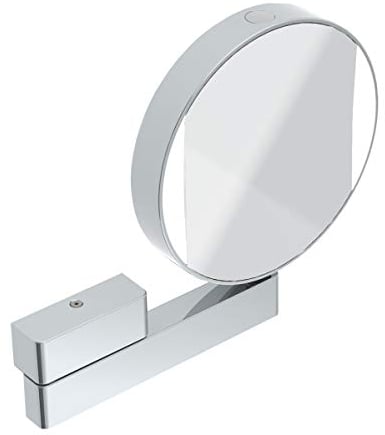 Emco Universal LED Kosmetik- und Rasierspiegel am Flexarm, runder Kosmetikspiegel mit Beleuchtung zur Wandmontage, Vergrößerungsspiegel (3-/7-fach) mit Einstellbarer Farbtemperatur, Chrom