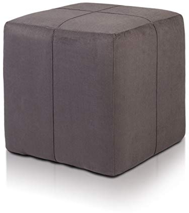 Ecopuf Cube - Sitzhocker Hocker Kunstleder Mikrofaser Sitzbox Quader Würfel Pouf Ottomane Fußbank für's Wohnzimmer Wohneinrichtung 40x40x40 cm Faber Grau A104
