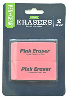 PEN+GEAR Smudge-Proof Pink Erasers 2 Count