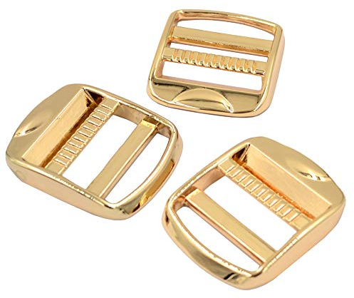 DGOL 10 Stück 2,5 cm Metall Zinklegierung Leiter Schloss Schieber Verstellbares Gurtband Release Schnallen (Gold)