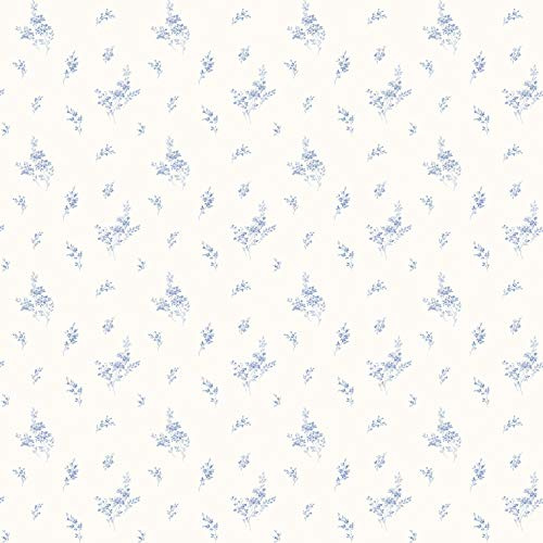 Galerie G67915 Miniatures 2 Small Flower Sprigs Design Wallpaper, Blue/White, 10m x 53cm