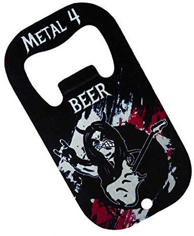 Fördeblau Heavy Metal Flaschenöffner aus Edelstahl | Stabiler Schlüsselanhänger mit Gitarristen-Motiv | Metal 4 Beer Spruch | Perfektes Geschenk für Rock & Metal-Fans