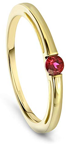 MIORE Schmuck Damen Verlobungsring mit Edelstein/Geburtsstein Rubin in rot Ring aus Gelbgold 14 Karat/ 585 Gold