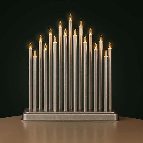 Garden Mile® Traditional Christmas Candle Bridge Light Arch 7X Flameless LED Candles Christmas Window Decoration Or Table Decoration Low Voltage Mains Operated.
