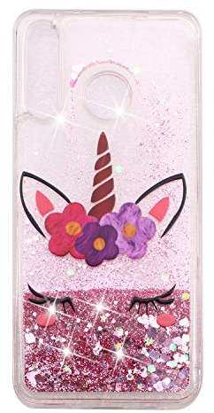 Glitzer Flüssiges Silikon Handyhülle für Samsung Galaxy A20e,Glitzer Einhorn Quicksand Fließende Flüssigkeit Silikon Case Weich TPU Crystal Dynamisch Cover für Samsung Galaxy A20e,XY Unicorn
