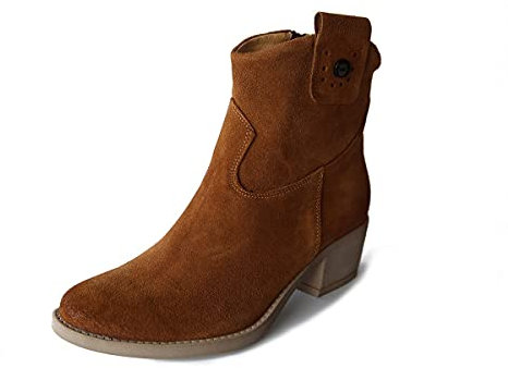 Hollert Straßenschuhe NICKI Lammfell Stiefeletten Boots Winterschuhe Echtleder Velourleder Schuhgröße 40, Farbe Camel