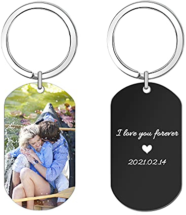 CGFN Porte-clés personnalisable en couleur avec photo, image, porte-nom pour chien, cadeau d'amour, Noir , s,