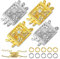 4 Pieces Slide Clasp Lock Necklace Multi Strands Lock Jewelry Layered Spacer Clasps Necklace Separator Connectors Square Bracelet with 10 Open Rings for DIY Crafts Making(Silver, Gold)