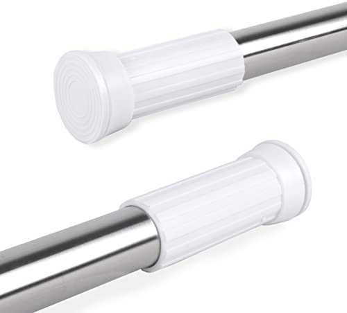 MERCURY TEXTIL-Barra extensible ajustable de aluminio para baño, ropero, armario y cocina. Fácil montaje, sin taladros ni tornillos. Barra de tensión telescópica. (Plateado, 120-200cm)