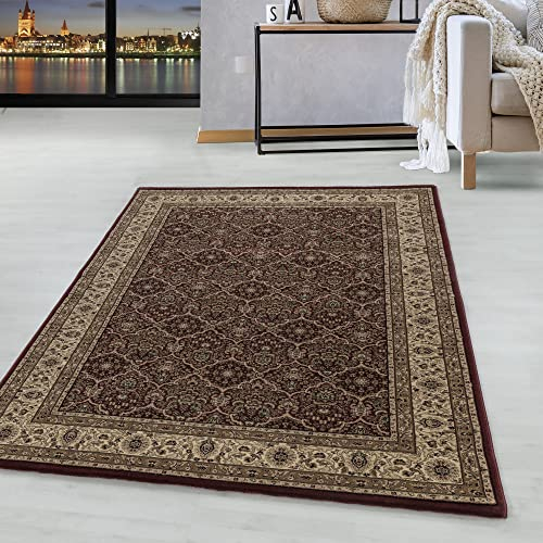 HomebyHome Vintage Teppich 80 x 150 cm Läufer Flur - Orientalischer Teppich Kurzflor - Orient Flur Teppich Rot für Wohnzimmer, Küche und Schlafzimmer - Klassicher Teppich mit Oeko-TEX