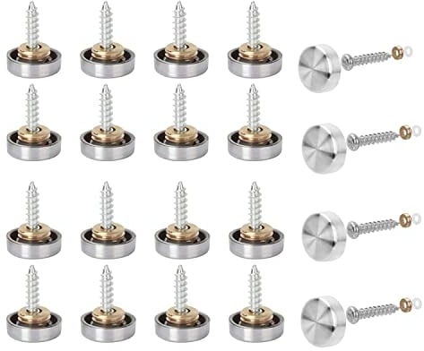 JZK 20 x viti a specchio in acciaio inox, 10 mm, tappi decorativi con rondelle e viti pubblicitarie per specchi, tavoli, piastre da bagno, armadi e cartelli in vetro