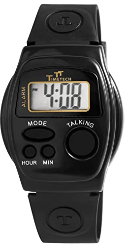 TimeTech Sprechende Uhr Schwarz Digital Damen Herren Unisex Kunststoff Quarz