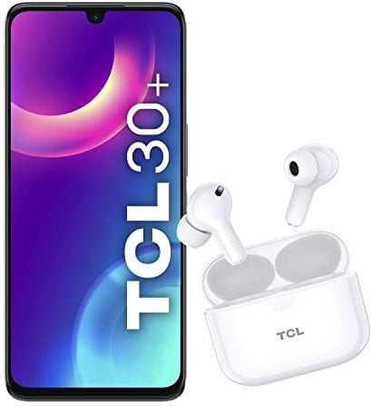 TCL 30+ - Smartphone Dual Sim + Auricolari Wireless TCL 108, Display 6.7 AMOLED 60 Hz, FULL HD+, 128 GB, 4GB RAM, Tripla Camera da 50 Mpx, Android 12, Batteria 5000 mAh, Muse Blue [Italia]