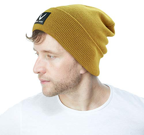BLACK HORN Beanie Mütze [Made in USA] Klassische dicke Totenkopf Herren und Damen Beanie Mütze, Holz, Einheitsgröße