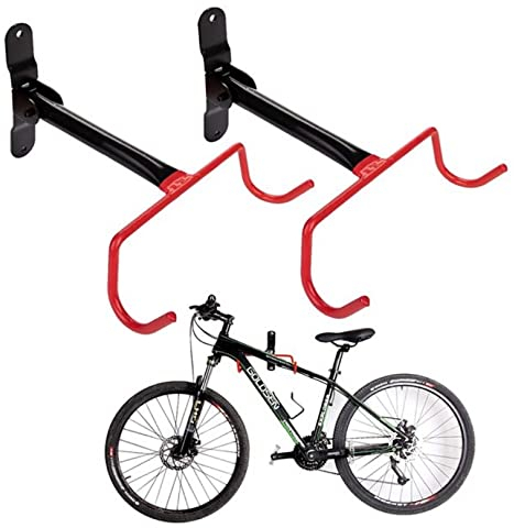 2er Set Fahrrad Wandhalterung | Fahrradhalter Garage | klappbare Wandhalterung für Fahrräder | platzsparende Fahrradaufhängung Wand Montage mit Doppelhaken | Kinderfahrrad Fahrradträger | Fahrradhaken