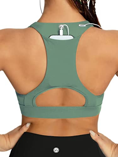 QUEENIEKE Damen Medium Support Back Pocket Energy Sport BH Cotton Feel 70927, Hazy Green, XX-Large