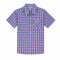 Bienzoe Garçon Coton Plaid Bouton Bas Manche Courte Chemise Rose/Marine 9/10