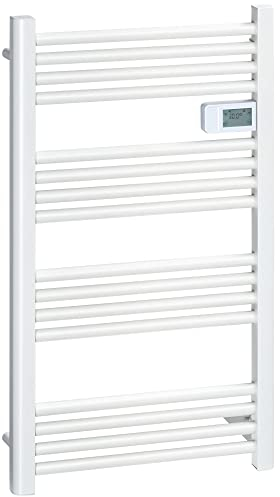 HOMCOM Handtuchheizkörper Badheizkörper mit 16 Heizstäbe Handtuchtrockner Handtuchwärmer Heizkörper für Badezimmer mit Überhitzungsschutz Wandmontage Aluminium Weiß 540 x 960 mm
