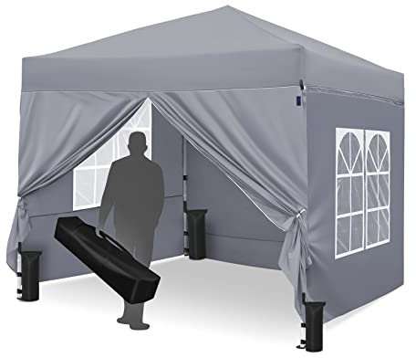 Gazebo, Leadyeah Pop Up Gazebo with Sides 2.5 x 2.5 - Heavy Duty Garden Gazebo with Fully Waterproof, 50+UV Protection for Camping and Parties, Grey
