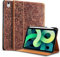 Gexmil Leder Hülle für iPad Air 11 Zoll M3 2025/ M2 2024,iPad Air 10,9 Zoll 5./4. Genration 2022/2020, Echt Leder Cover mit Stifhalter, Automatischer Schlaf/Aufwachen,Stoßfest,Floral Braun