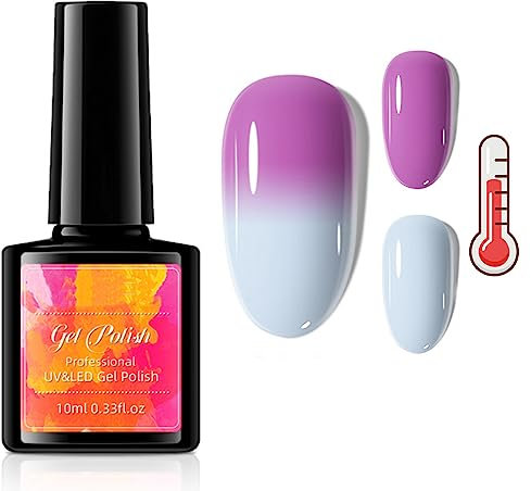 Colour Changing Gel Nail Polish,UV Led Gel Nail Polish,Thermal Temperature Glossy Color Changing Long Lasting Shellac Nail Polish Manicure Gel Polish For Nail Art Fashions Beauty Gifts(AD 019)