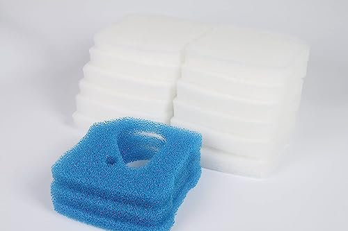 SANLILI Filterschwamm Passend für Eheim 2616710 Professional 3 250, 350, 600/2071, 2073, 2074, 2075, professionel 3e 350 (3 x Blau+ 12 x Weiß)