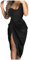BAXLIMEK Cocktailkleider für Damen, 2023 Sommer, elegant, sexy, figurbetont, Hochzeitsgästekleid, trendiges Partykleid mit unregelmäßigem Saum, G-black, Mittel