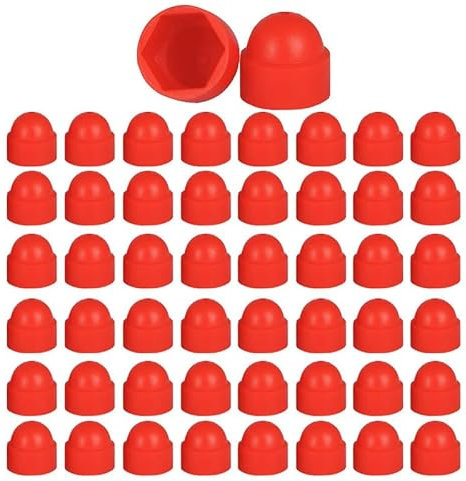 50 coperture per dadi esagonali, M6 rossi, tappi a cupola in plastica per bulloni, viti esagonali esagonali
