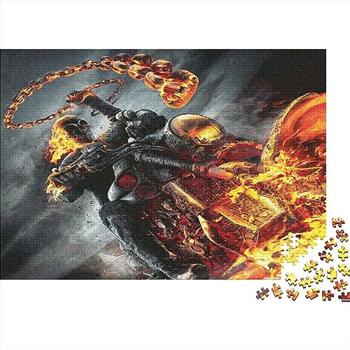 Foto-Puzzle Nach Maß - Skull and Ghost Rider Puzzle - 1000 Teile Puzzle Für Erwachsene, Holz Puzzle Mit 1000pcs (75x50cm)