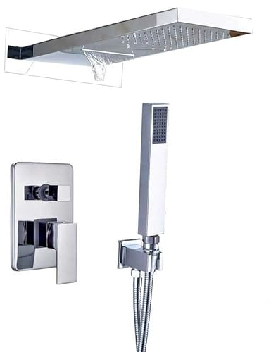 Mattschwarzer rechteckiger Duschhahn, LED-Regendusch-Set, 3-Wege-Auslauf, Badezimmer-Dusche (C)