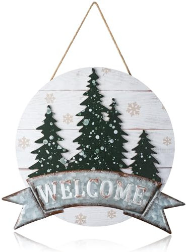Walasis Türkranz Ganzjährig Türdeko Haustür Türkranze Frühling Außen Tür Kranz Modern Deko (Weiß Weihnachtsbaum)